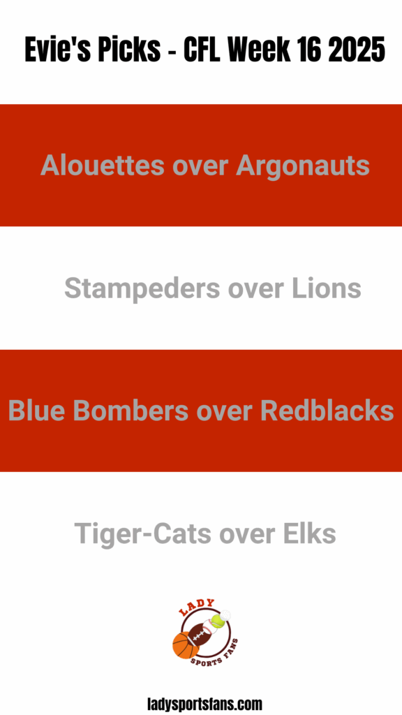 Evie's Picks CFL Week 16