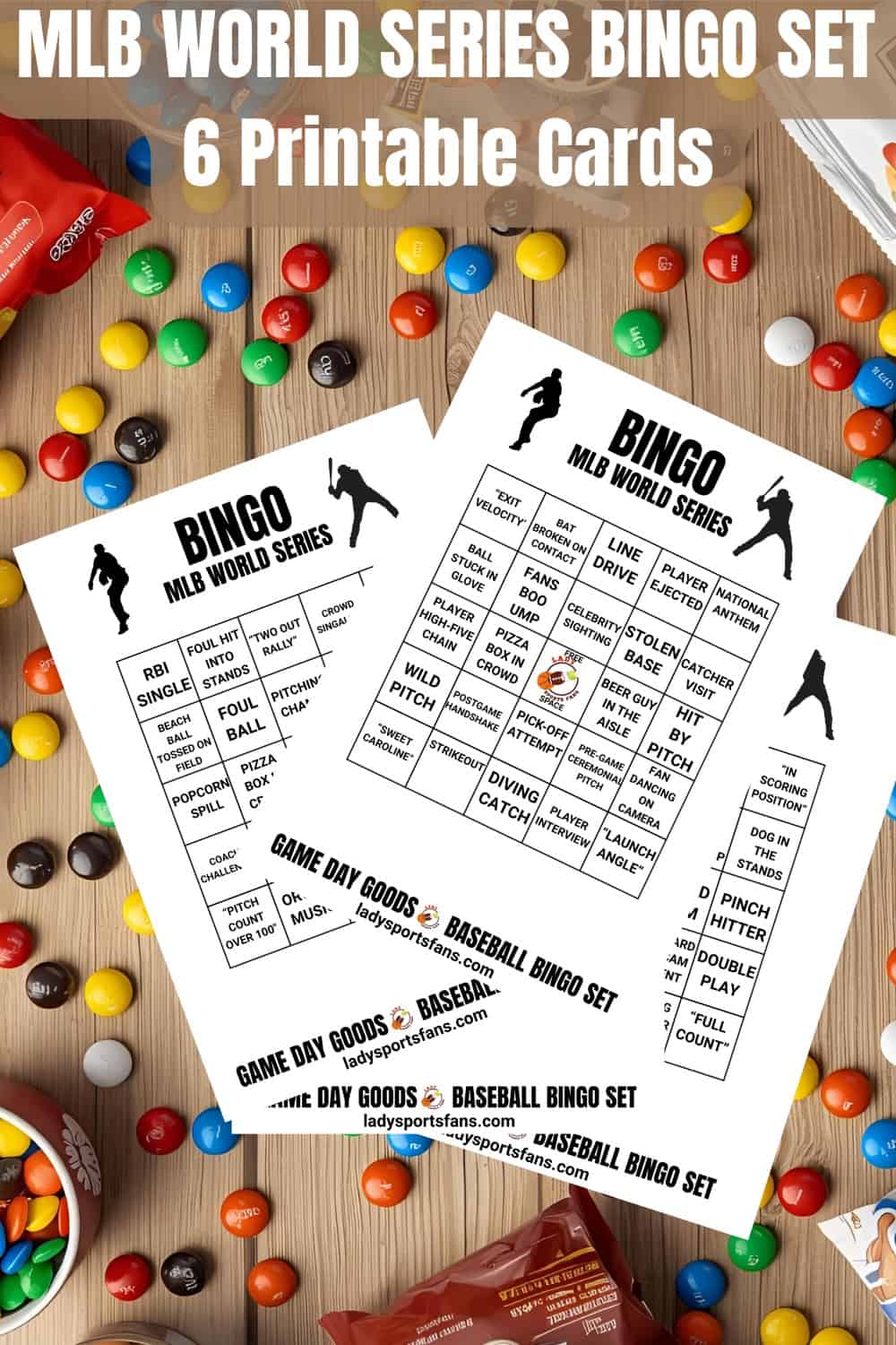 Play ball with this free baseball bingo printable — the perfect World Series watch party game for fans of all ages. Download and print your MLB bingo cards now!
